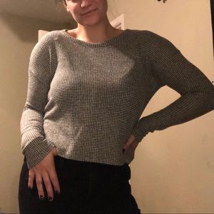 Grey & White Knitted Crop Top.